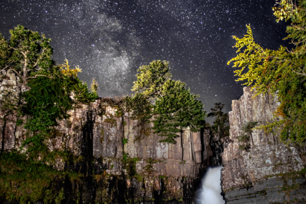 Stargazing at High Force Waterfall, Upper Teesdale