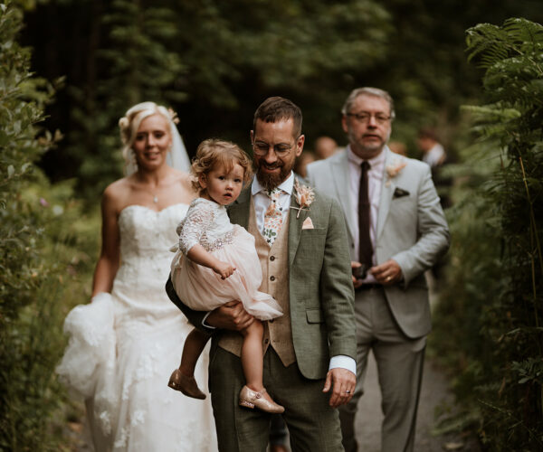 Wedding party walk to High Force