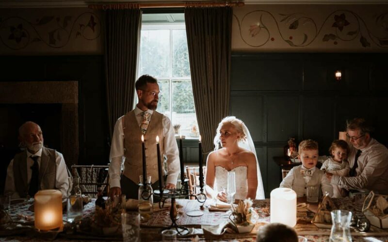 Time for the Groom to speak at the High Force Hotel wedding in Upper Teasdale