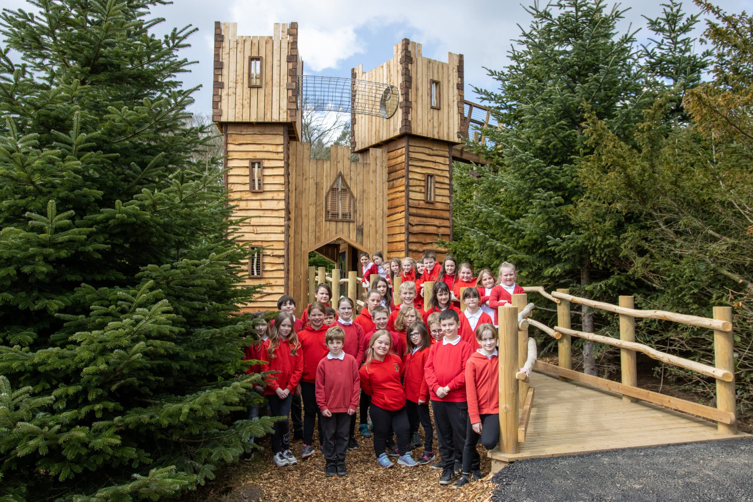 School Groups and Trips to The Plotters' Forest outdoor adventure playground at Raby Castle.