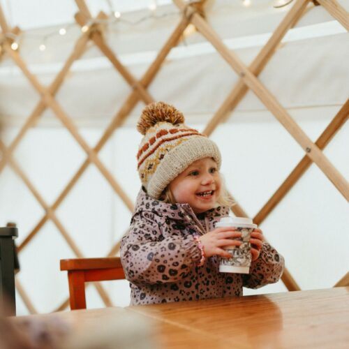 Hot drink in the Yurt Cafe