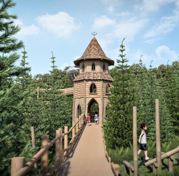 CGI image of The Plotters' Forest at Raby Castle
